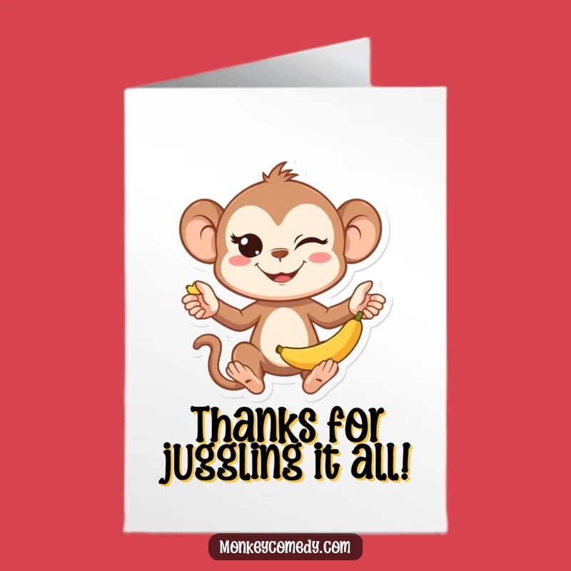Mischievous Monkey Thank You Card: Free Printable Funny Downloadable Gift for Thanks