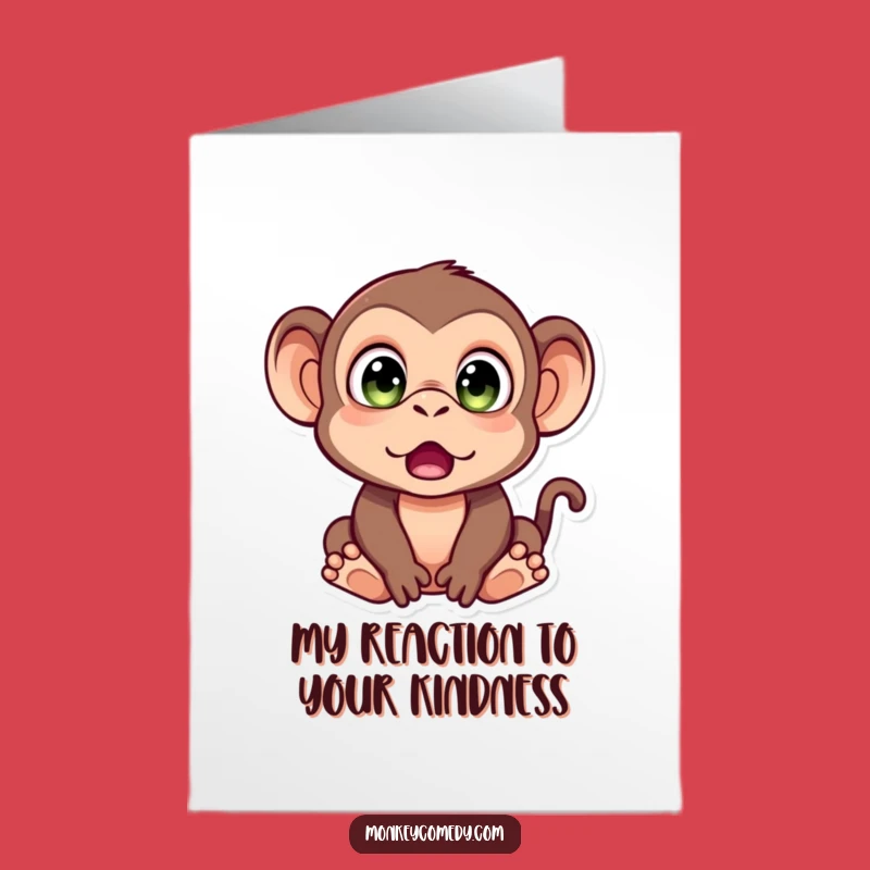 Free Printable Thank You Card: Surprised Monkey Wide Eyes Downloadable Greeting for Gratitude