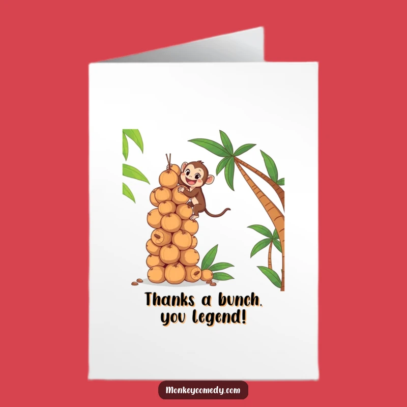 Free Printable Thank You Card: Monkey Coconut Gratitude, Whimsical Humorous Downloadable Gift