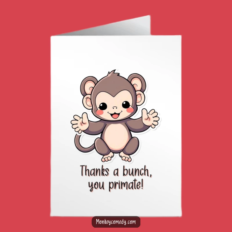 Free Printable Thank You Card: Funny Kawaii Monkey Hug Greeting - Downloadable