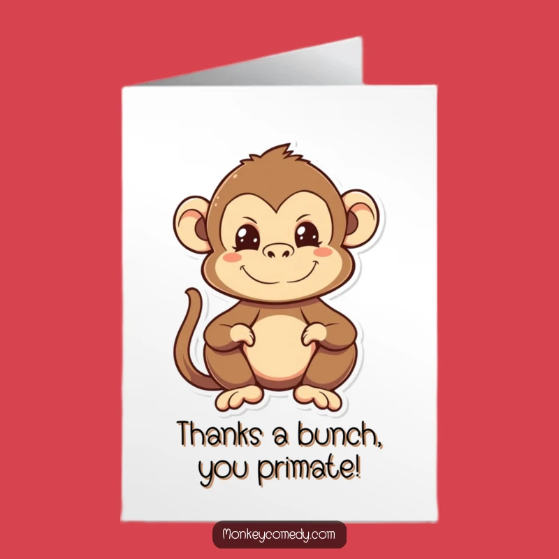 Silly Monkey Face Free Printable Thank You Card - Adorable Downloadable Greeting for Gratitude