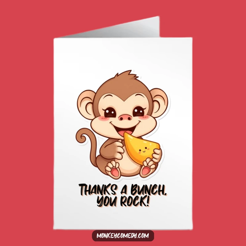 Free Printable Thank You Card: Kawaii Monkey Fruit, Funny Downloadable