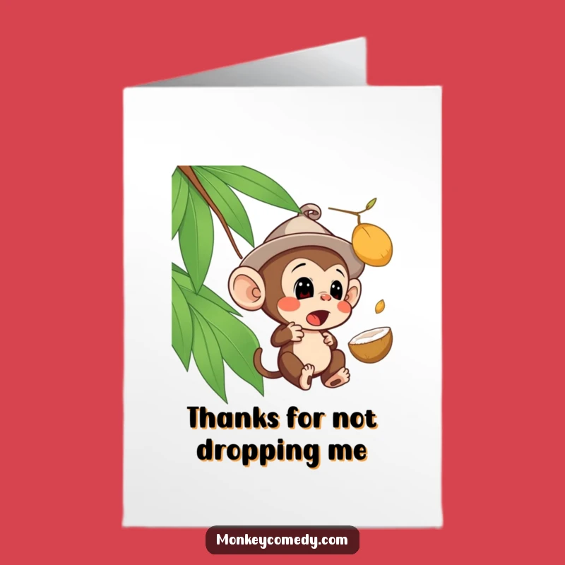 Free Printable Monkey Card: Hat Surprise Thanks, Downloadable DIY Gift