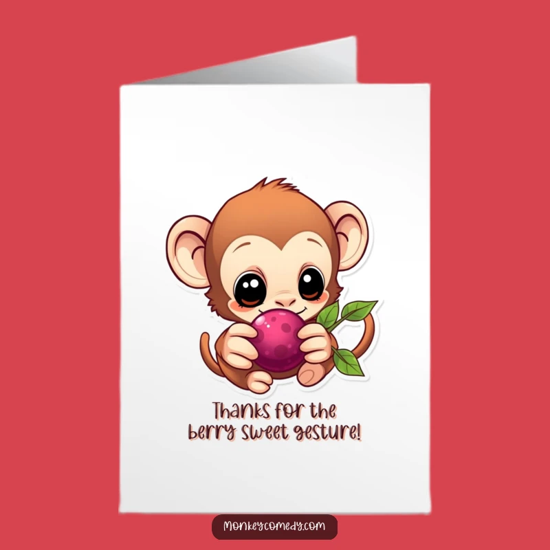 Grateful Monkey Berry Free Printable Thank You Card - Heartfelt Downloadable Greeting for Appreciation