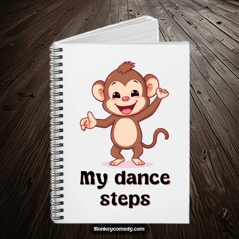 Funny Dancing Monkey Notebook: A jubilant monkey dances with joy, setting a happy tone for jotting down notes and inspired ideas.