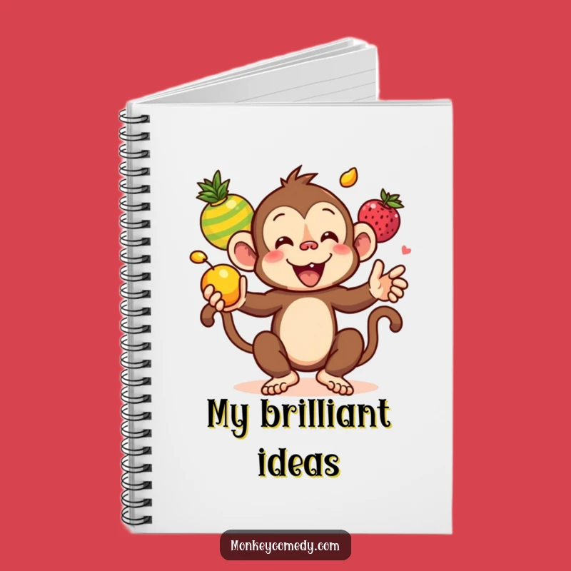 Funny Kawaii Monkey Juggling Fruits Notebook - Hilarious Journal for Creative Ideas