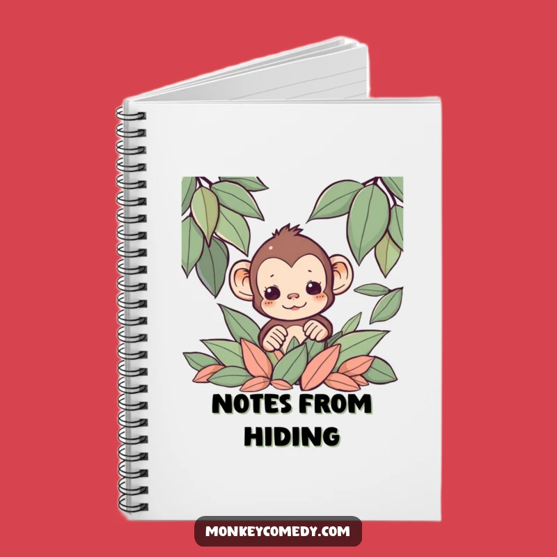 Funny Kawaii Monkey Leaf Notebook: Peek-a-Boo Notes Funny Gift