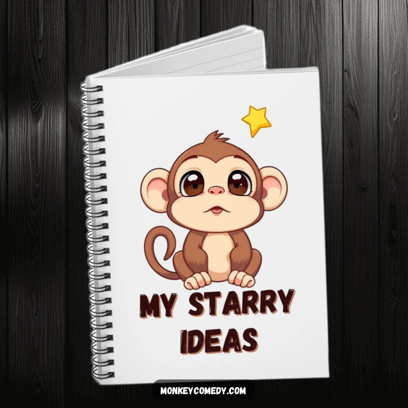 Funny Monkey Falling Star Notebook: Features a surprised monkey watching a falling star, ideal for writing down dreams and wishes with style.