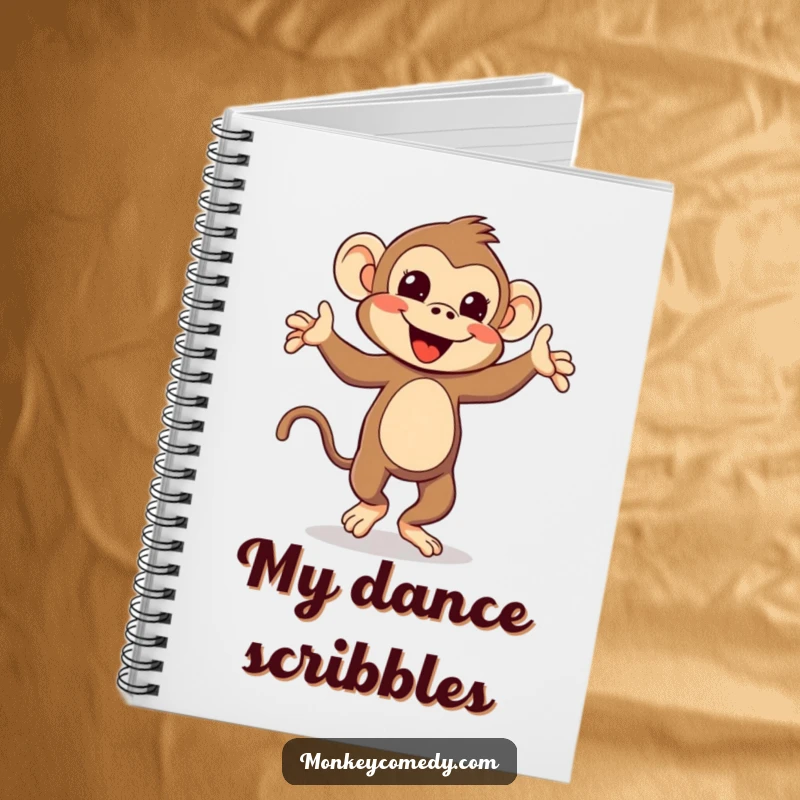 Funny Kawaii Monkey Notebook: A cute monkey dancing adorably, perfect for jotting down funny ideas and daily thoughts.