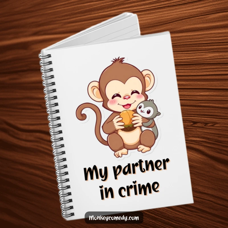 Funny Kawaii Monkey Notebook: A cute monkey shares a nut, inspiring adorable notes and funny journal entries.