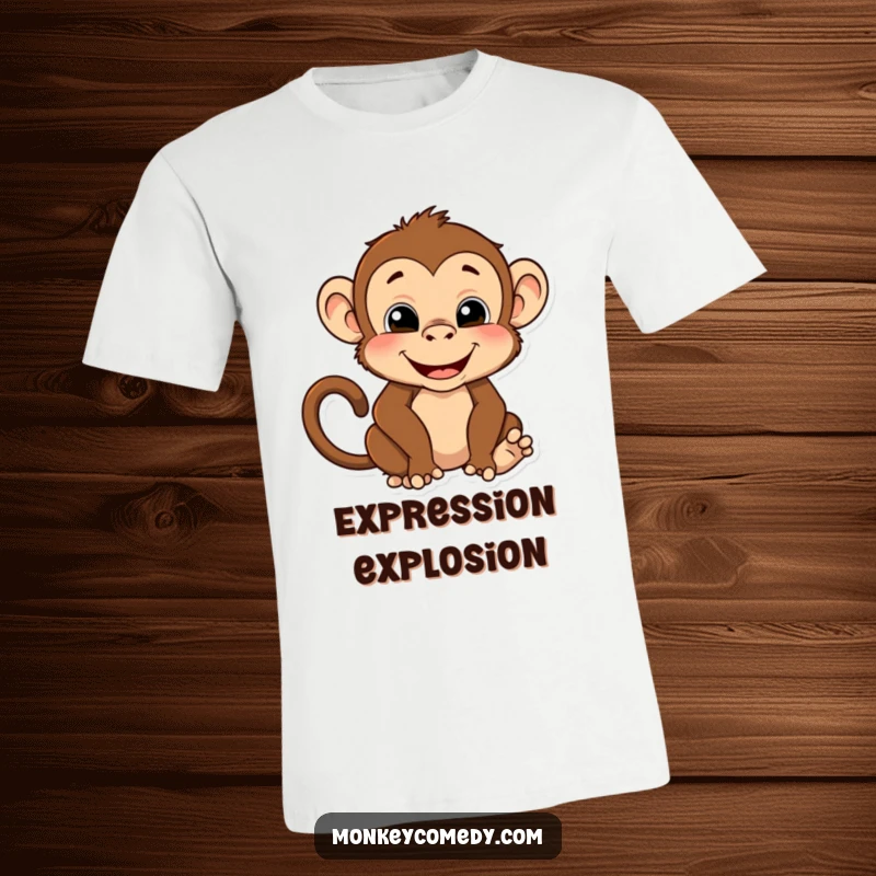 Funny t-shirt showcasing a monkey making a hilarious, exaggerated face and a silly pose, radiating pure, uninhibited silliness.