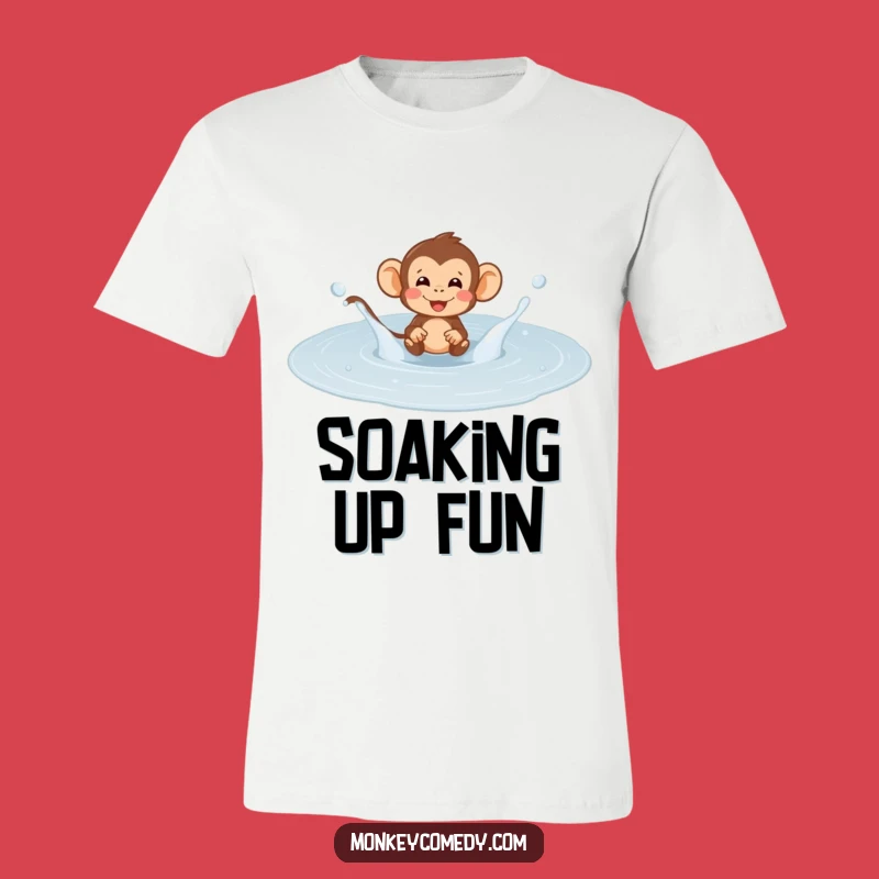 Funny Monkey Puddle Splash T-Shirt: Playful Primate Joy, Awesome Tee!