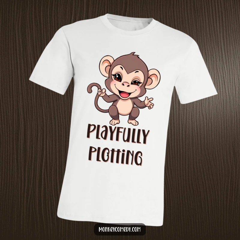 Funny t-shirt depicting a cheeky monkey giving a mischievous wink, embodying playful provocation and fun.
