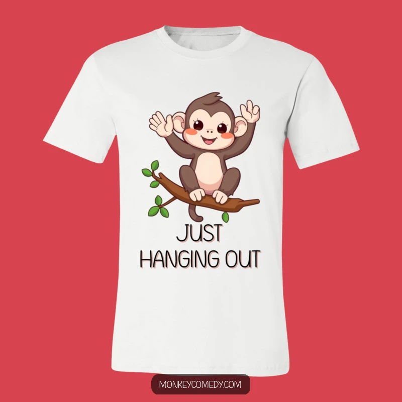 Funny Monkey Waving T-Shirt - Comical Primate Apparel for Friendly Folks