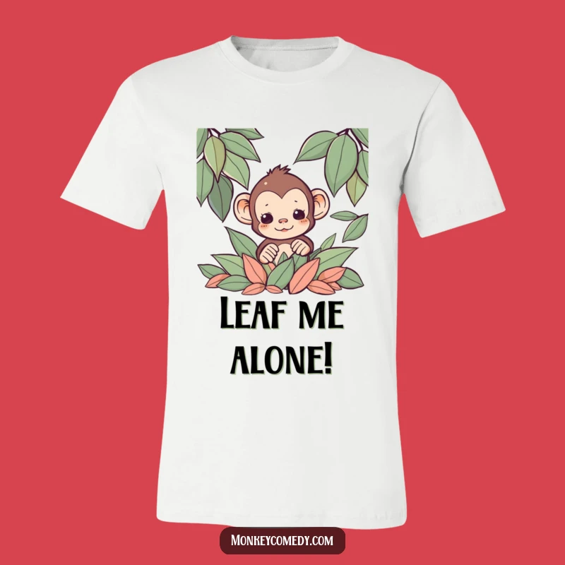 Funny Kawaii Monkey Leaf Tee: Hide and Seek Humor Funny Gift