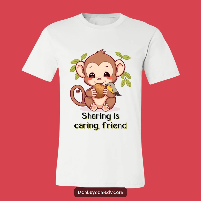 Funny Monkey & Bird T-Shirt: Adorable Animal Friendship Gift for Casual Wear