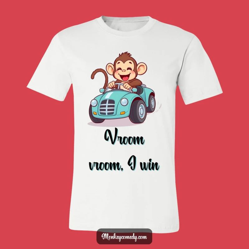 Funny Monkey Toy Car Race T-Shirt: Comical Primate Speed, Awesome Tee!