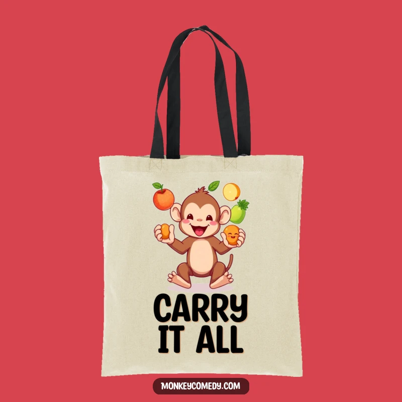 Funny Monkey Juggling Fruits Tote Bag - Stylish & Hilarious Accessory