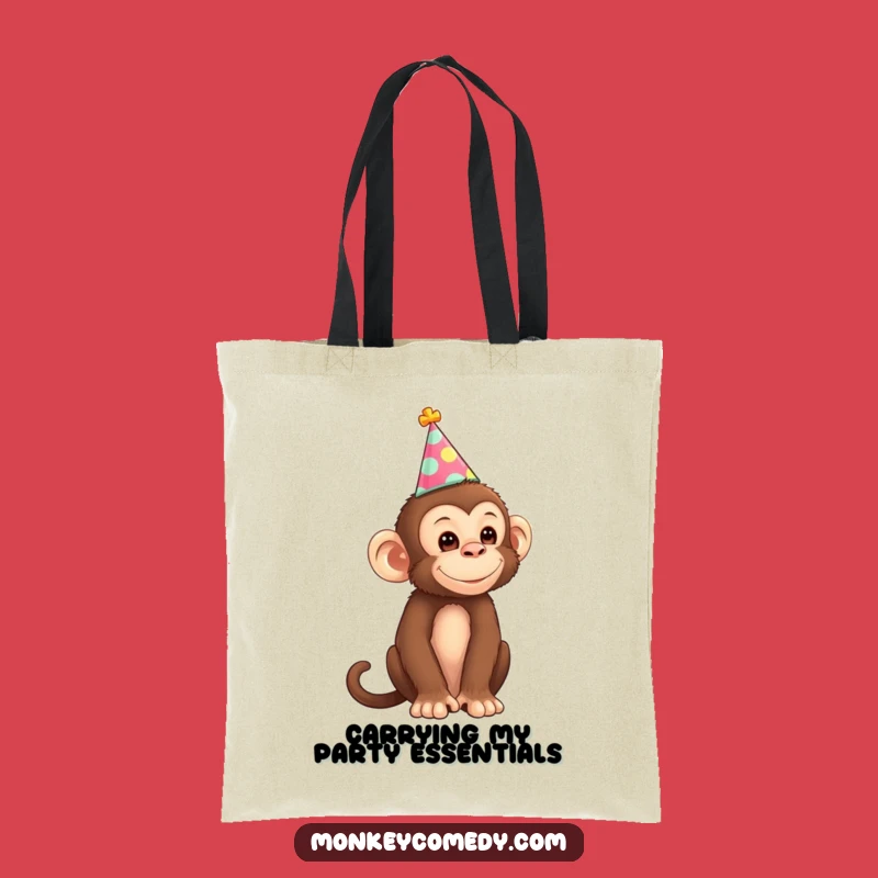 Funny Monkey Party Hat Tote Bag: Carry Your Essentials With Primate-Inspired Merriment