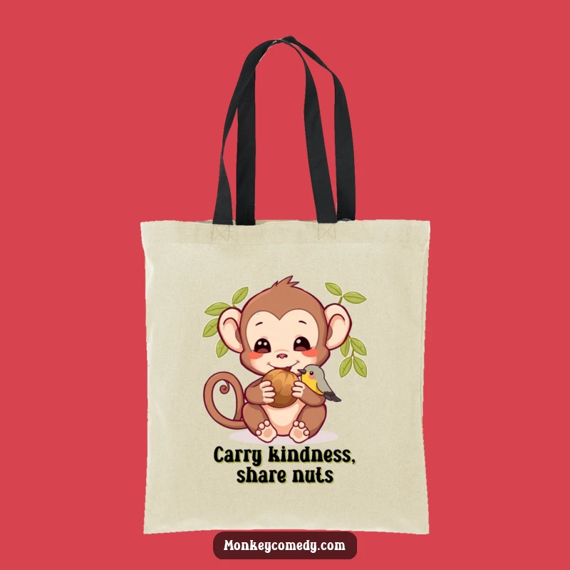 Funny Monkey & Bird Tote Bag: Charming Animal Friendship Accessory for Everyday
