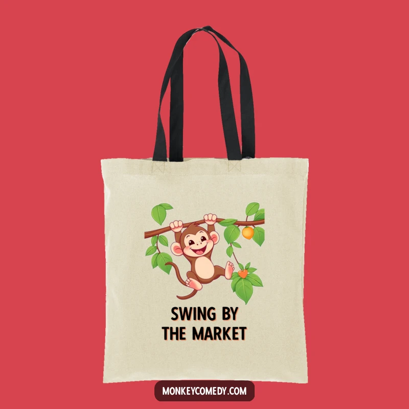 Funny Swinging Monkey Tote Bag - Grinning Jungle Bag, Ideal Gift