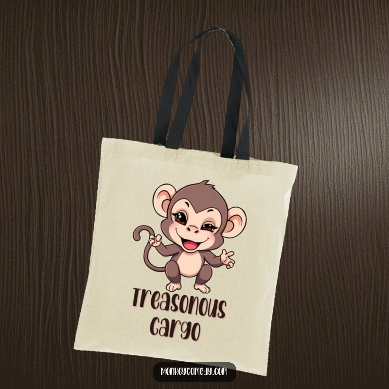Funny tote bag with a monkey giving a mischievous wink, representing playful teasing and hidden fun.
